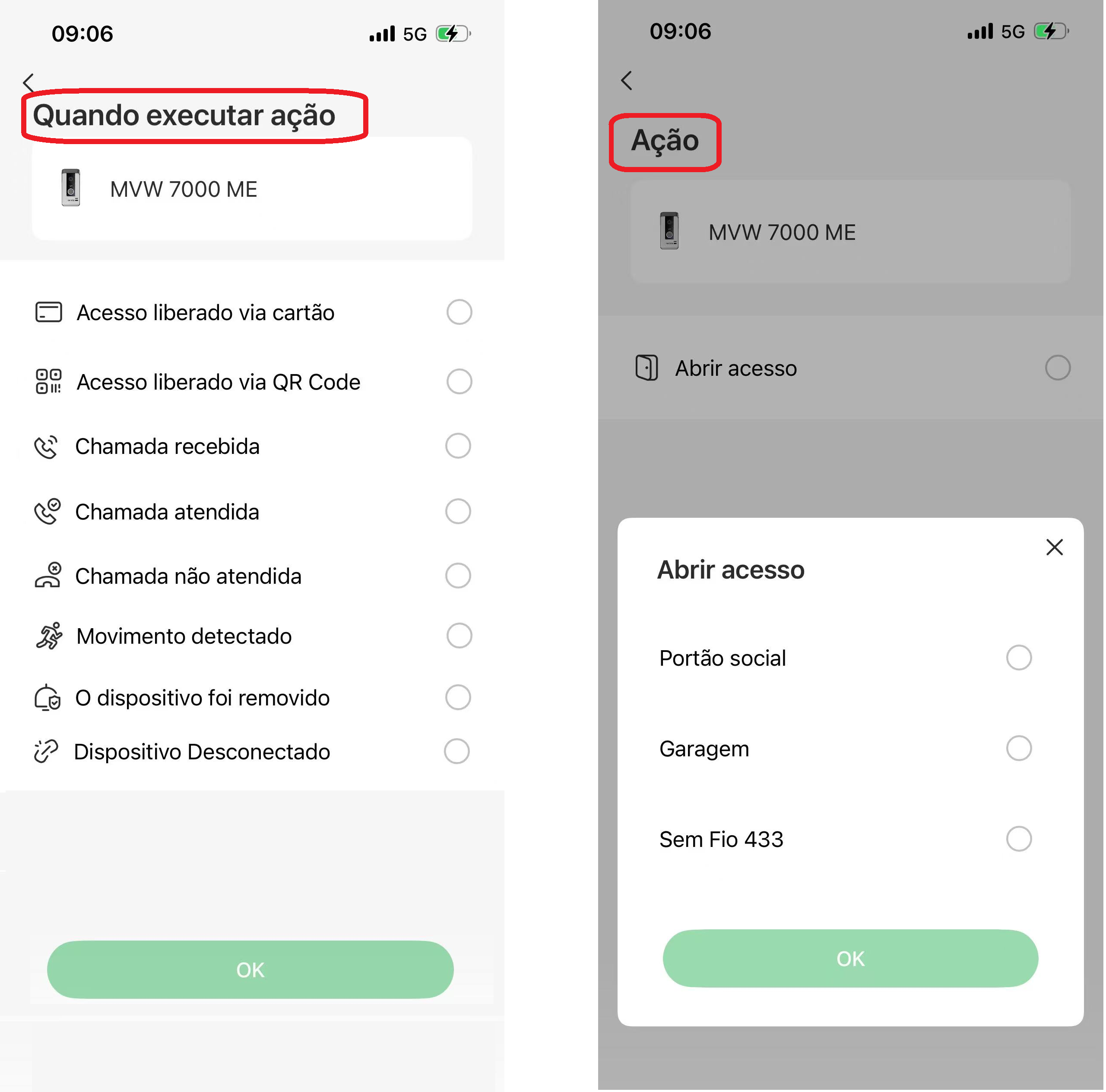 Configurações de Automações